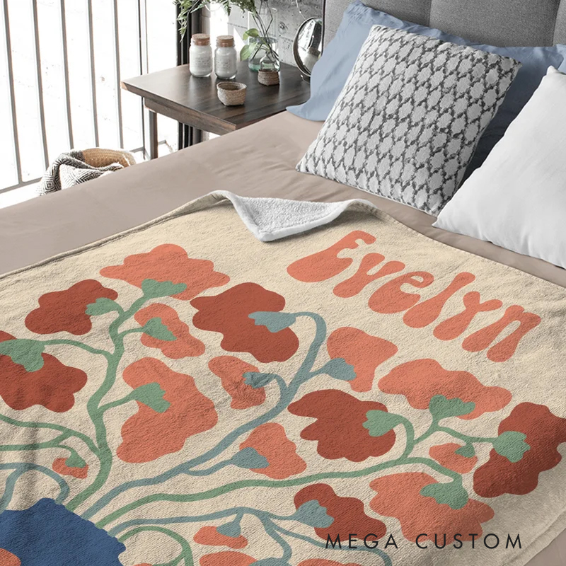 Personalized Retro Flower Bible Verse Soft Throw Blanket with Name Home Decor Birthday Gift for Christian Women