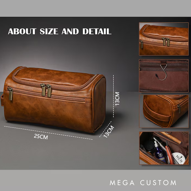 Personalized PU Leather Toiletry Bag with Dad Design Gift for Firefighter Fathers