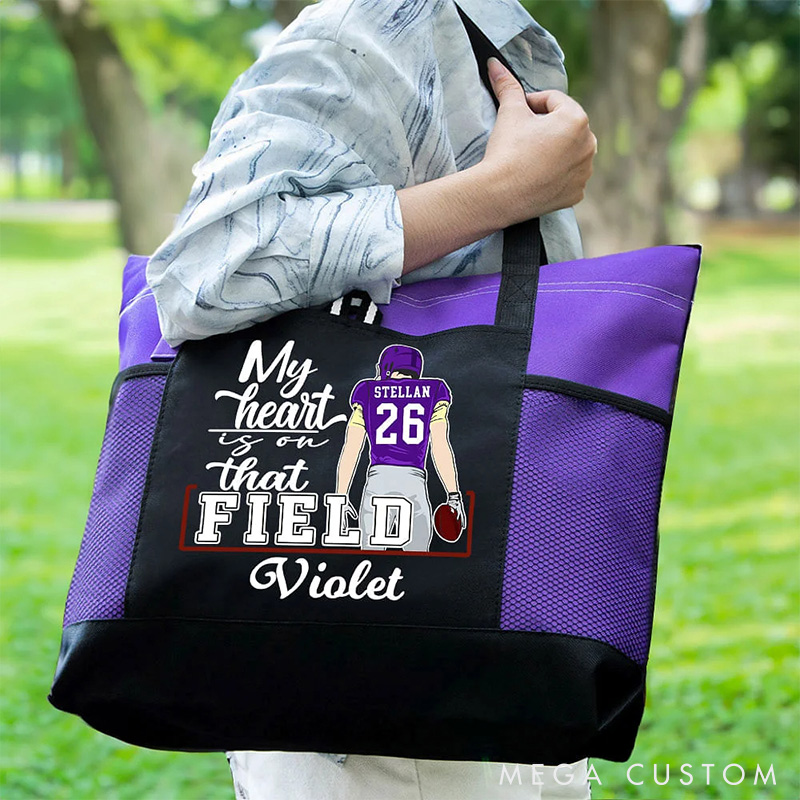 Personalized American Football Mom Tote Bag with Custom Name and Number, Show Your Pride Everywhere You Go
