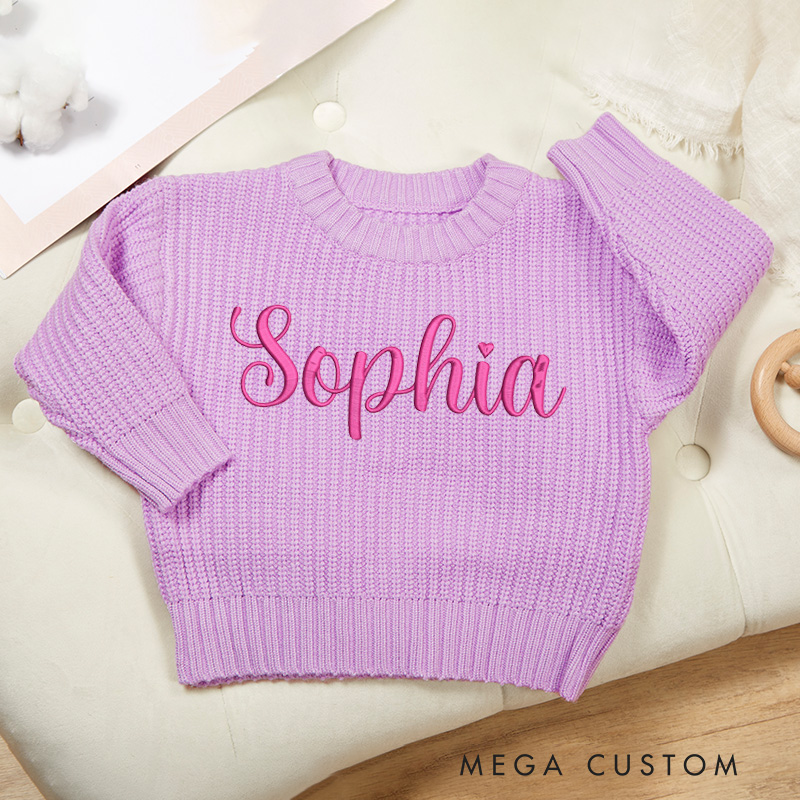 Personalized Embroidered Sweater with Name Knit Jumper Birthday Gifts