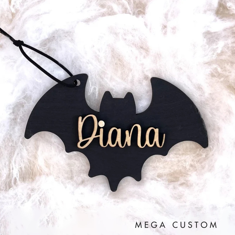 Personalized Halloween Hanging Ornaments Wooden Boo Name Tag Halloween Decor