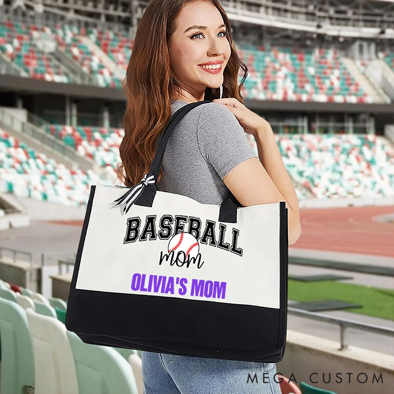 Personalized Baskteball Mom Sports Canvas Tote Bag with Custom Name, Carry Your Pride in Style