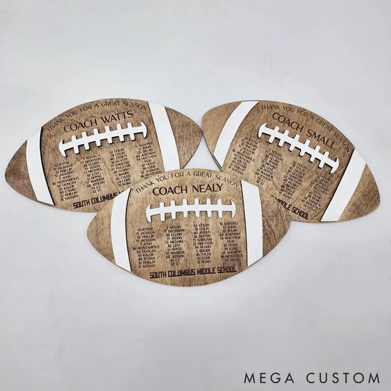 Personalized Football Wood Coach Plaque with Custom Your Text for End of Season Coach Gift