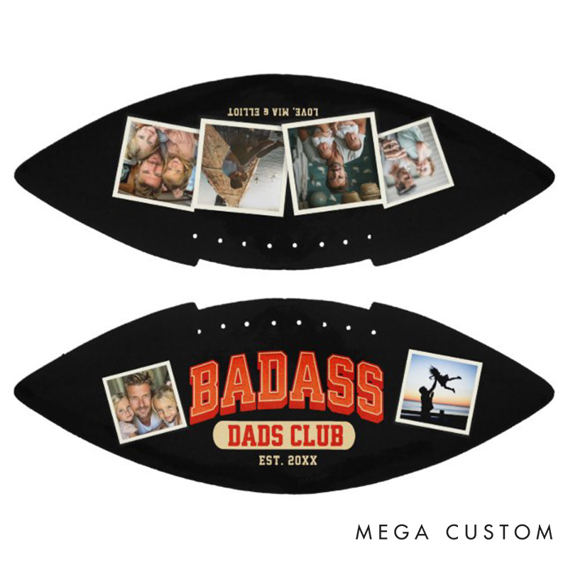 Personalized American Football"BADASS DADS CLUB" with Custom Photo for Father's Day