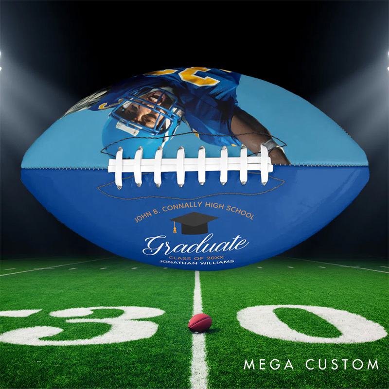 Personalized American Football Graduation Keepsake with Custom Photo and Celebrate Their Big Win