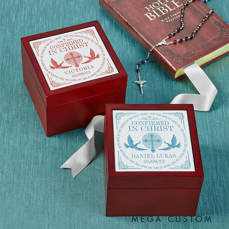 Personalized Confirmed in Christ Keepsake Box with Name and Date Religious Gift Confirmation Gift for Kids