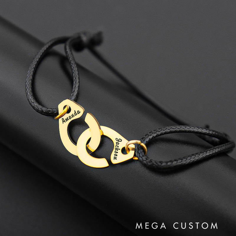 Personalized Handcuff Shape Bracelet Valentine's Day Gift for Police Officers