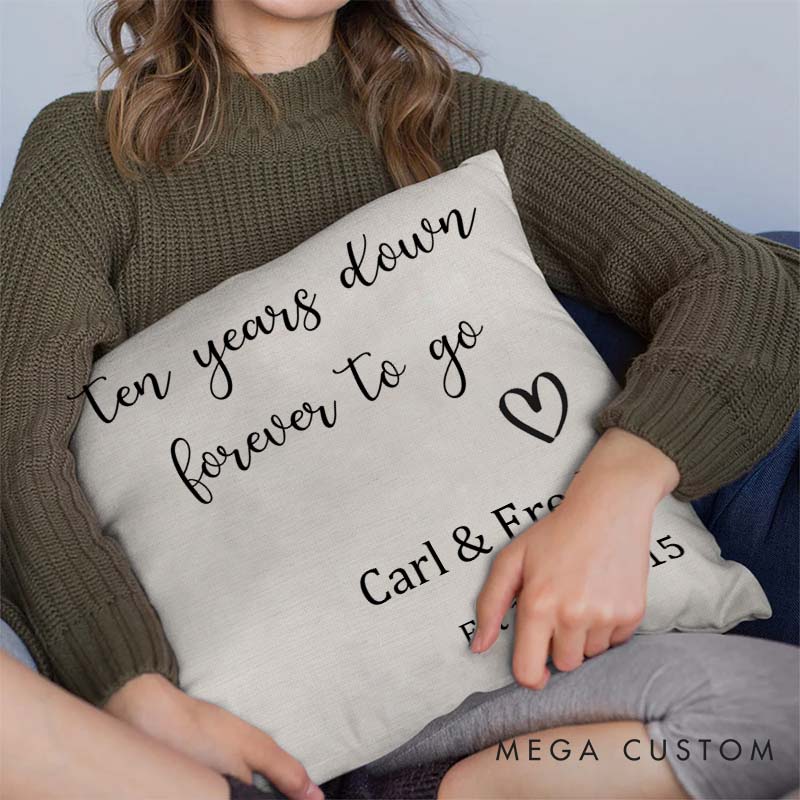 Personalized Couple Anniversary Pillow "Two Years Down, Forever To Go" Anniversary Pillow Husband Wife Wedding Anniversary Gift