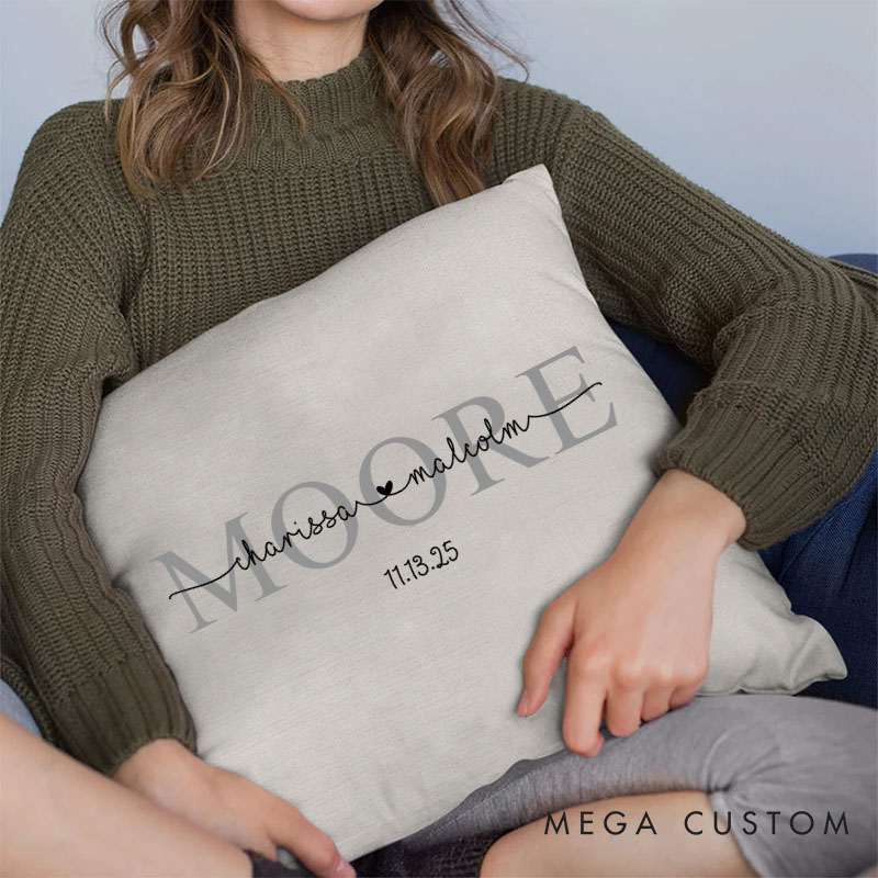 Personalized Couple Mr. and Mrs. Pillow with Initials Custom Couple Name Valentine's Day Pillow with Date Husband Wife Pillow for Him Her Hubby Wifey