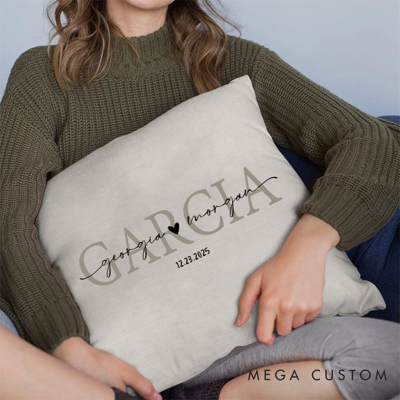 Personalized Couple Mr. and Mrs. Pillow with Heart Custom Couple Name Valentine's Day Pillow Hubby Wifey Gift Husband Wife Pillow for Him Her