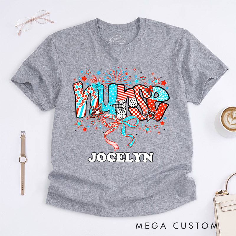 Personalized Nurse T-Shirts Patriotic Nurse Pride Fashion Design T-Shirts