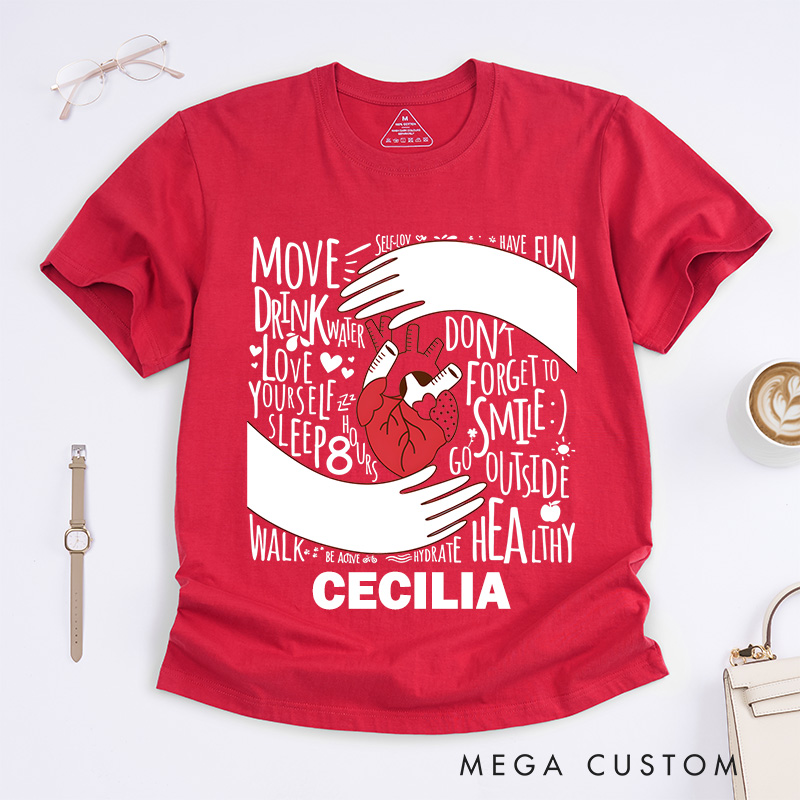 Personalized Nurse T-Shirts Hands Holding a Heart Fashion Design T-Shirts