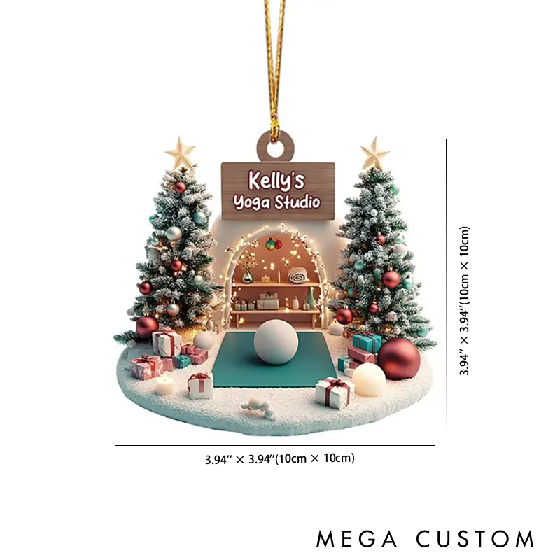 Personalized Yoga Studio Ornament Festive Mini Yoga Scene Yoga Room Ornament Perfect Christmas Decor for Yoga Lover