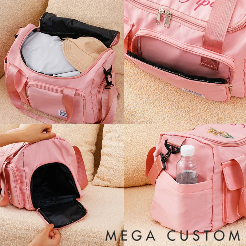 Personalized Waterproof Travel Bag Gift for Travel Enthusiasts with Birth Flower