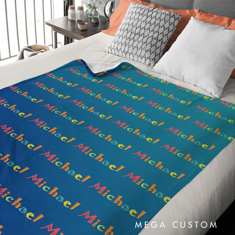 Personalized Cartoon Cute Font Fleece Blanket with Name High Quality Super Soft Home Decor Birthday Gift for Kids