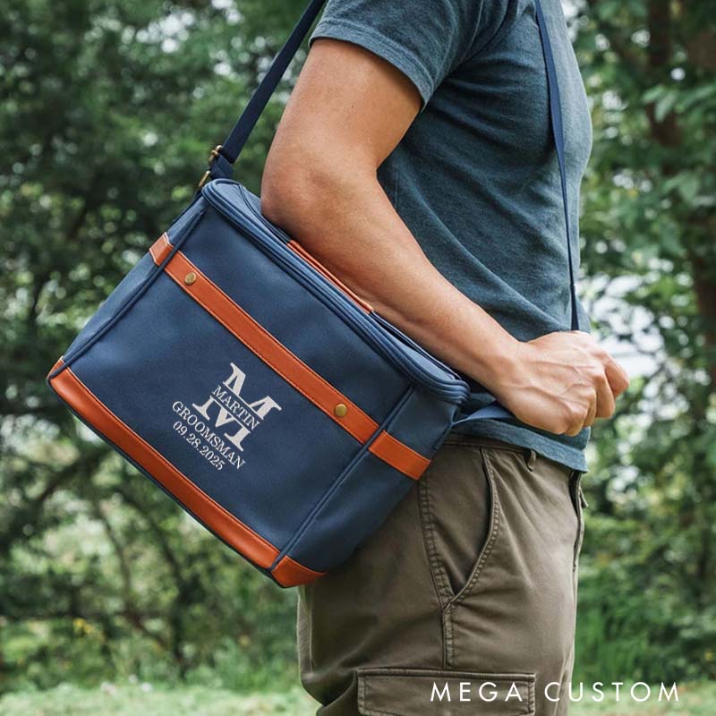 Personalized Groomsman Cooler Bags Custom Embroidered Groomsmen Cooler Bag Bachelor Gifts for Groom Best Man Gift and Wedding Party Beer Can Cooler Bag