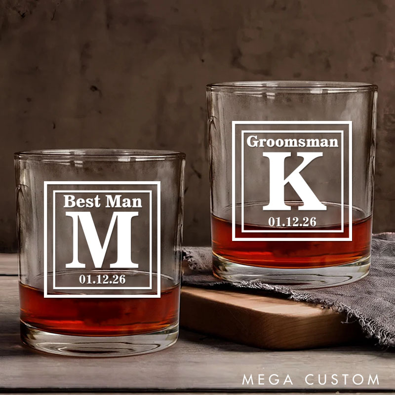Personalized Monogrammed Men's Whiskey Glasses Groomsman Glasses Cup Bachelor Party Whiskey Glasses Best Man Gift Groom Gift