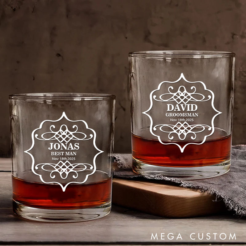 Personalized Whiskey Glasses Groomsman Whiskey Glasses Bachelor Party Favors Glasses Men's Glasses Cup for Best Man Groomsmen Proposal Cup
