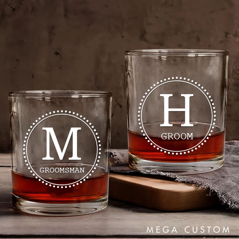 Personalized Groom Groomsmen Whiskey Glasses Minimalist Groomsman Whiskey Glasses Best Man Proposal Gift Glasses Cup Men’s Bachelor Favors Whiskey Glasses