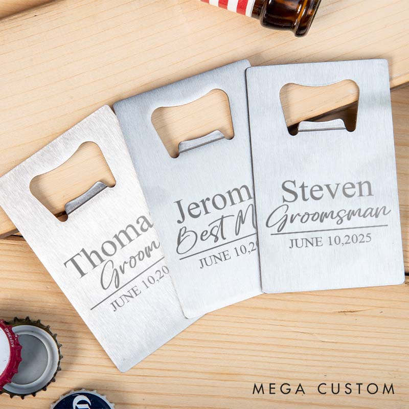 Personalized Groomsman Credit Card Bottle Opener Engraved Groom Credit Card Opener Groomsman Gift Opener Wedding Party Favors Opener for Men