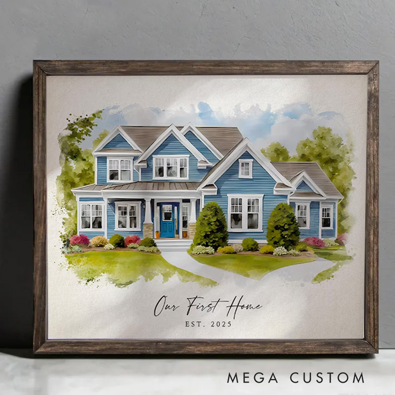 Personalized Home Portrait House Painting Housewarming Gift Our First Home Sign Home Sweet Home Sign Watercolor Home House Portrait Realtor Gift