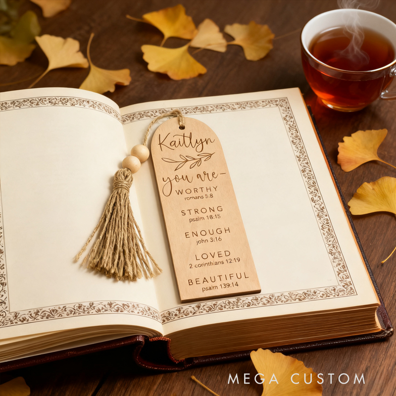 Personalized Bible Verse Bookmarks with Name and Beaded Tassels Birthday Religious Baptism Gift for Family 