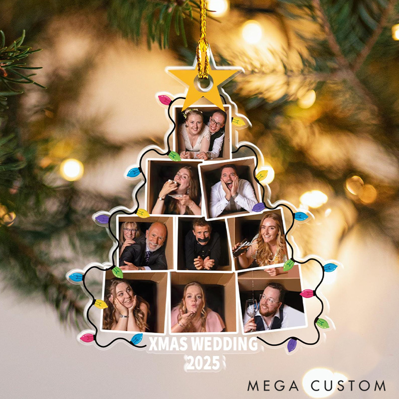 Personalized Couple Christmas Tree Photo Ornament Custom Couple Holiday Gift Christmas Acrylic Ornament For Couple Wife Husband Ornament