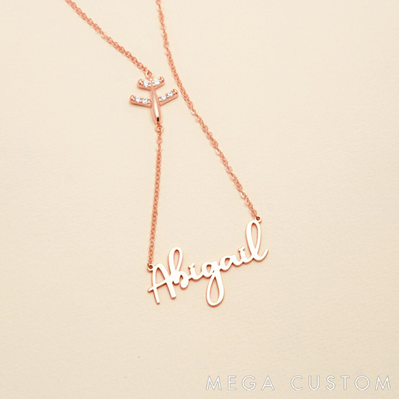 Personalized Name Necklace for Travel Lovers Diamond Airplane and Name