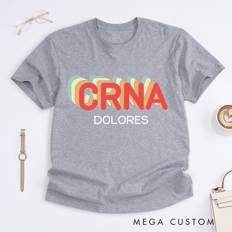 Personalized Nurse T-Shirts CRNA Bold & Retro Fashion Design T-Shirts