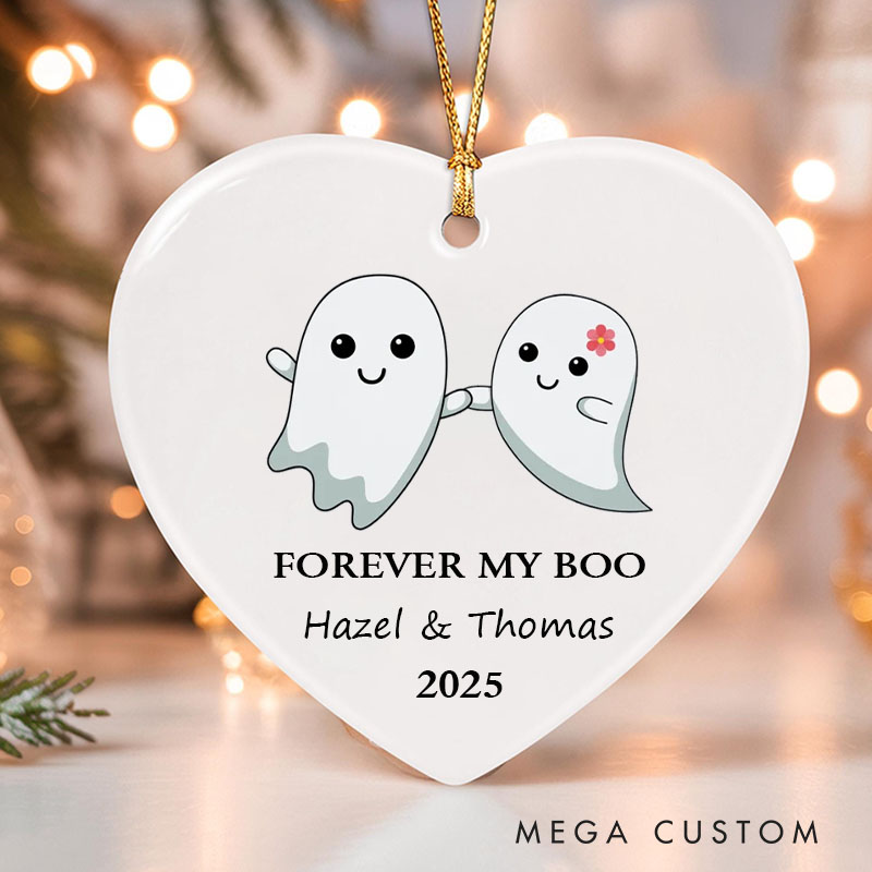 Personalized Forever My Boo Cute Ghost Couple Ornament Halloween Gift Decor for Husband Wife Cute Ghost Couple Holiday Gift