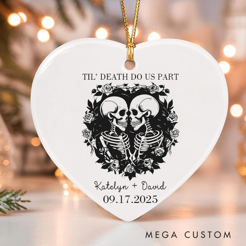 Personalized Til' Death Do Us Part Skeleton Couple Ornament Gothic Love Halloween Ornament Couple Halloween Gift Husband Wife Autumn Gift