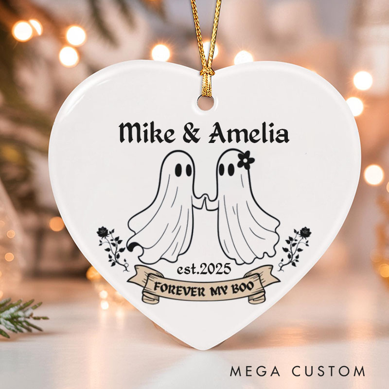 Personalized Forever My Boo Ghost Couple Ornament 2025 Halloween Ghost Ornament for Couple Husband Wife Anniversary Gift