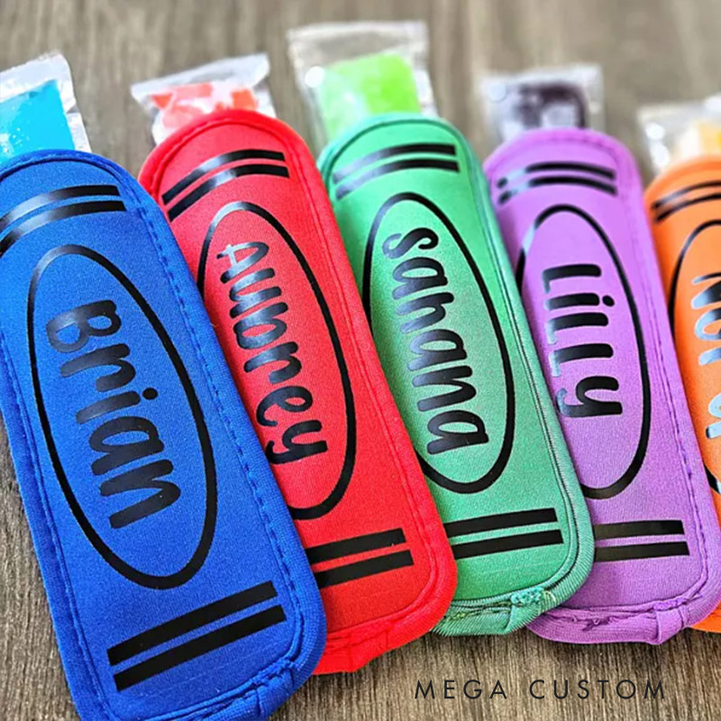 Personalized Multicolor Popsicle Holder with Name Summer Vacation Beach Party Funny Gift for Kids 
