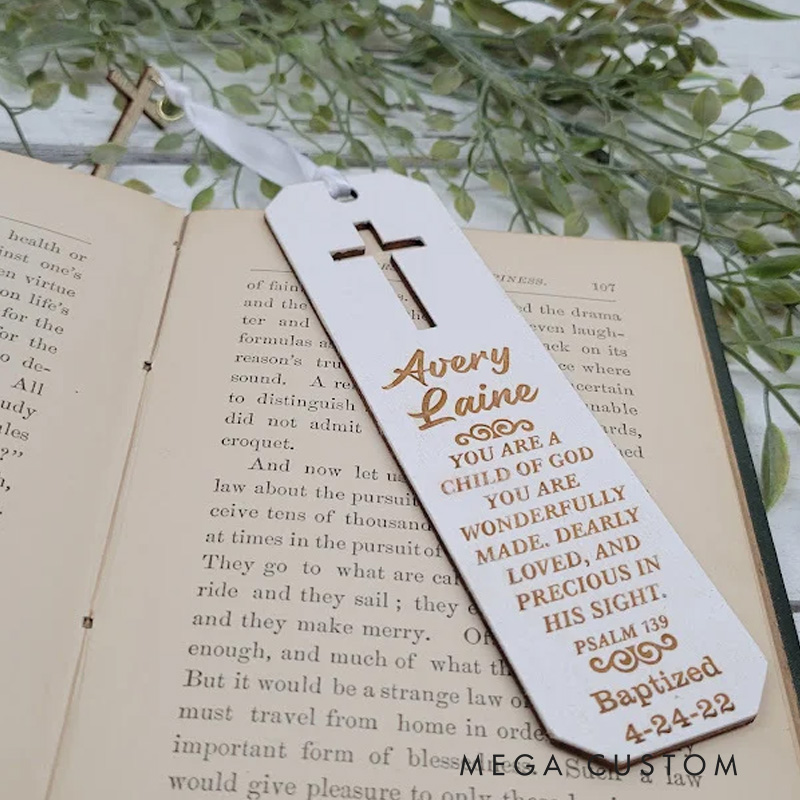 Personalized Bible Quote Engraved Wood Bookmark with Name and Date Religious Gift Confirmation Gift for Christians