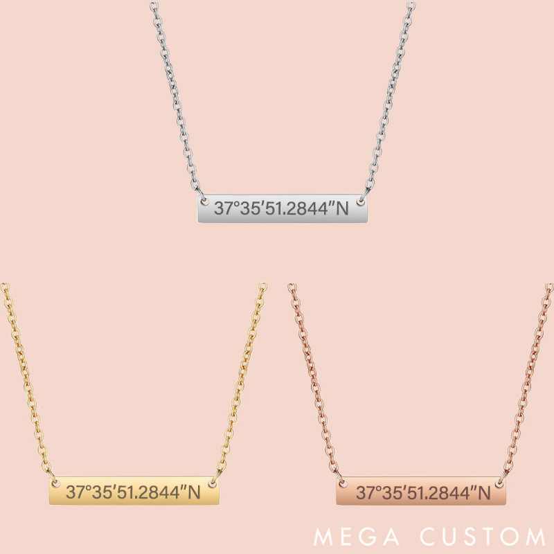 Personalized Coordinate Necklace Latitude and Longitude Travel Destination Commemorative Gift for Travel Lovers