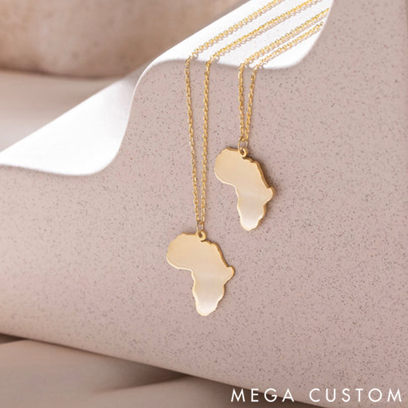 Custom State Country City Necklace Travel Destination Map Gift for Travel Lovers