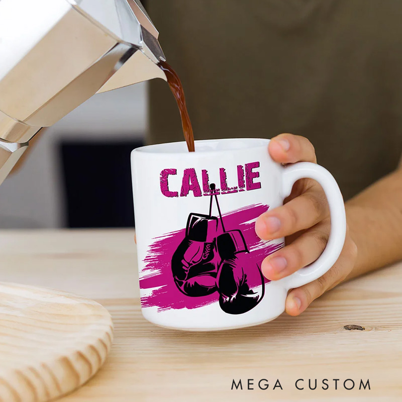 Personalized Mug Multicolour Boxing Glove Design Ceramic Mug with Name Birthday Holiday Gift for Sports Boxing Lovers