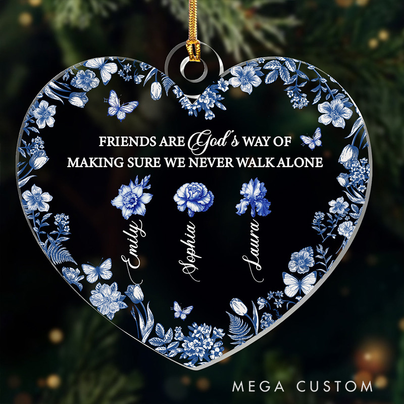 Personalized Friends are God's Way of Making Sure we Never Walk Alone Acrylic Ornament with Name Religious Gift for Christians
