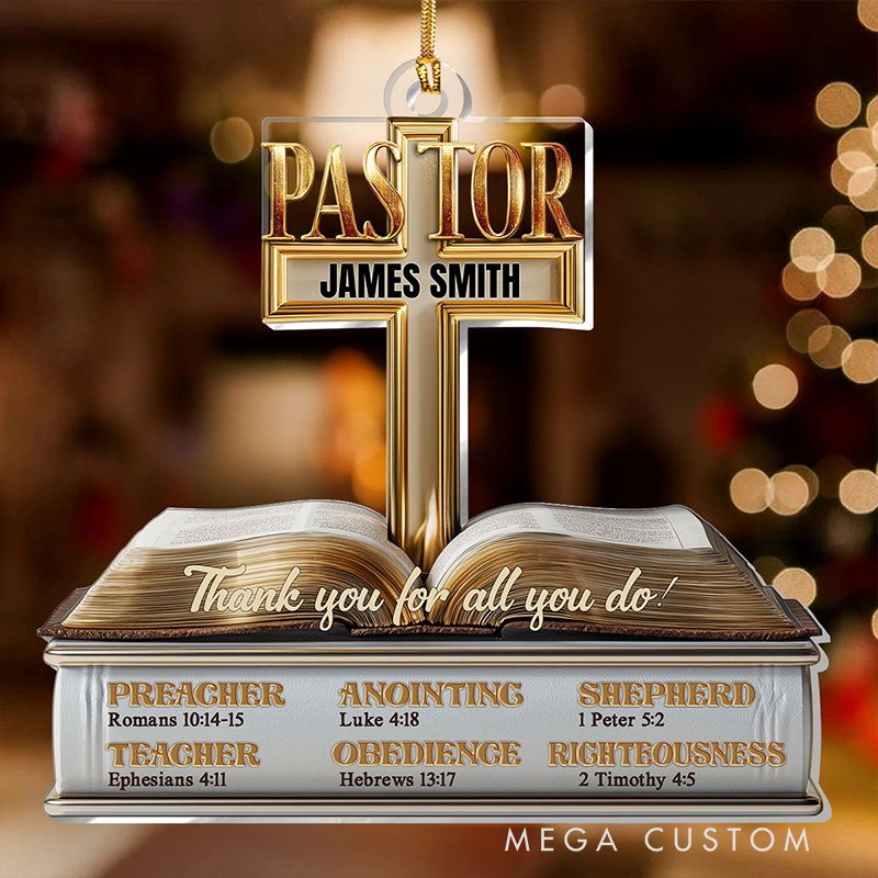 Personalized My Preacher Teacher Shepherd Acrylic Ornament with Name Religious Gift for Christians Appreciation Gift for Pastor
