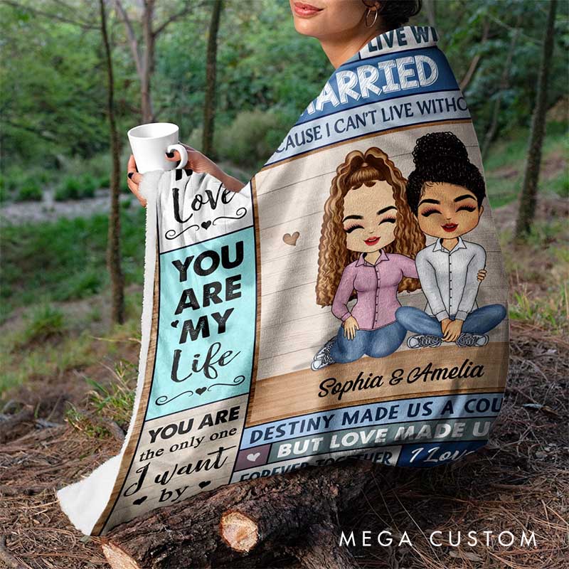 Personalized Couple You Are My Love I Married You Because I Can't Live Without You Blanket Anniversary Valentine's Day Gift for Husband Wife LGBTQ