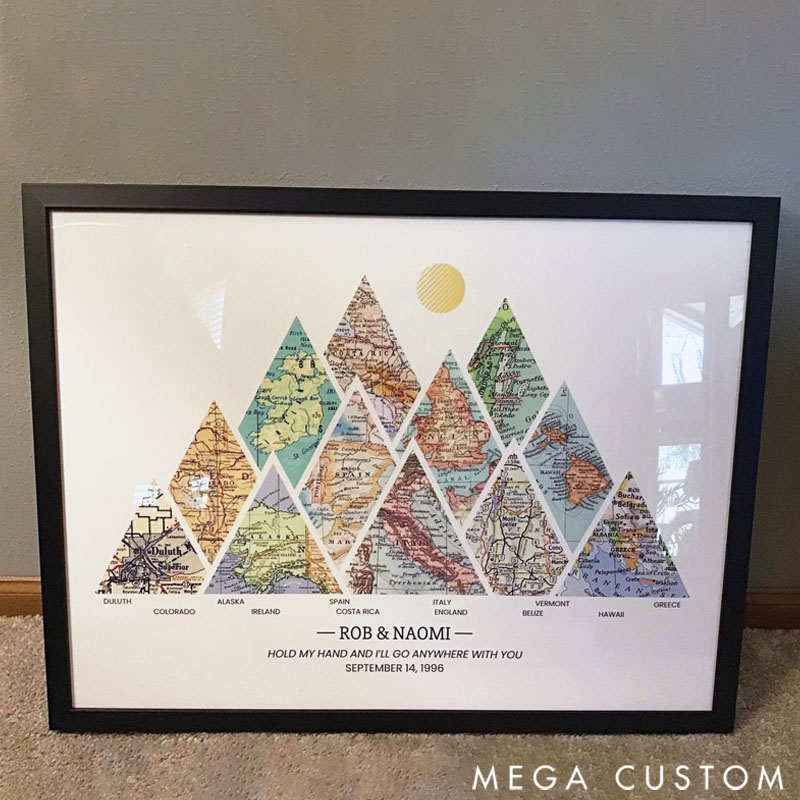 Personalized Custom Travel Milestone Map Canvas Art Home Decor for Travel Lovers Travel Souvenir