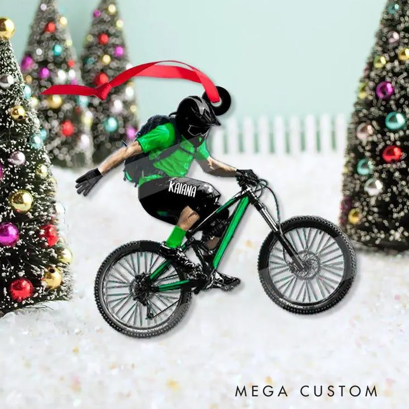 Personalized Mountain Biking Christmas Ornament Mountain Biking Keepsake Biking Lovers Ornament