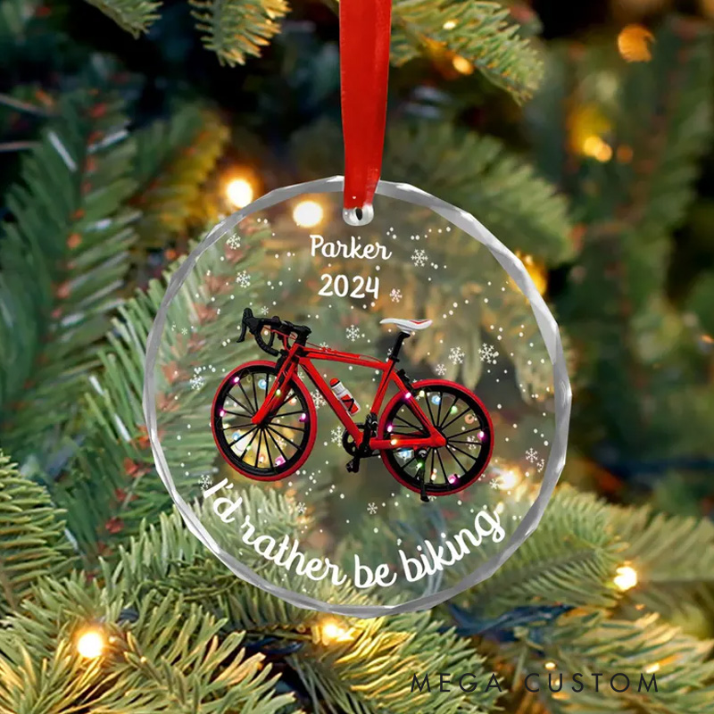 Personalized Biker Glass Ornament Motorcycle Christmas Ornament Unique Gift for Bikers