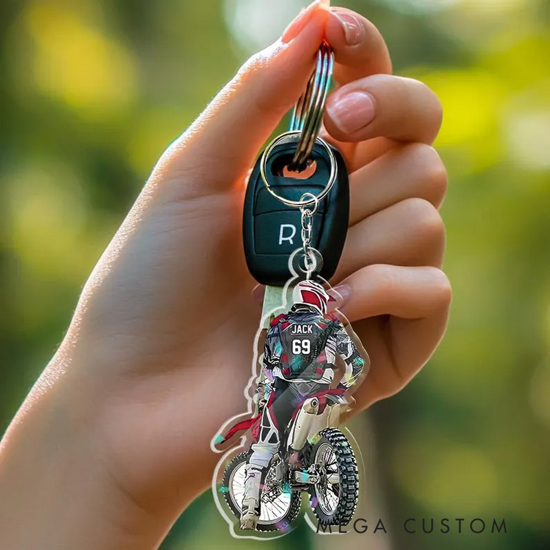 Personalized Motocross Ornament Custom Dirt Bike Rider Name Number Decoration for Biker Gift