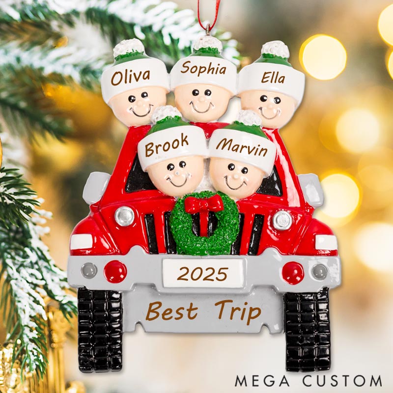 Personalized Custom Christmas Resin Ornaments Family Vacation Driving Trip Theme Truck Decorations