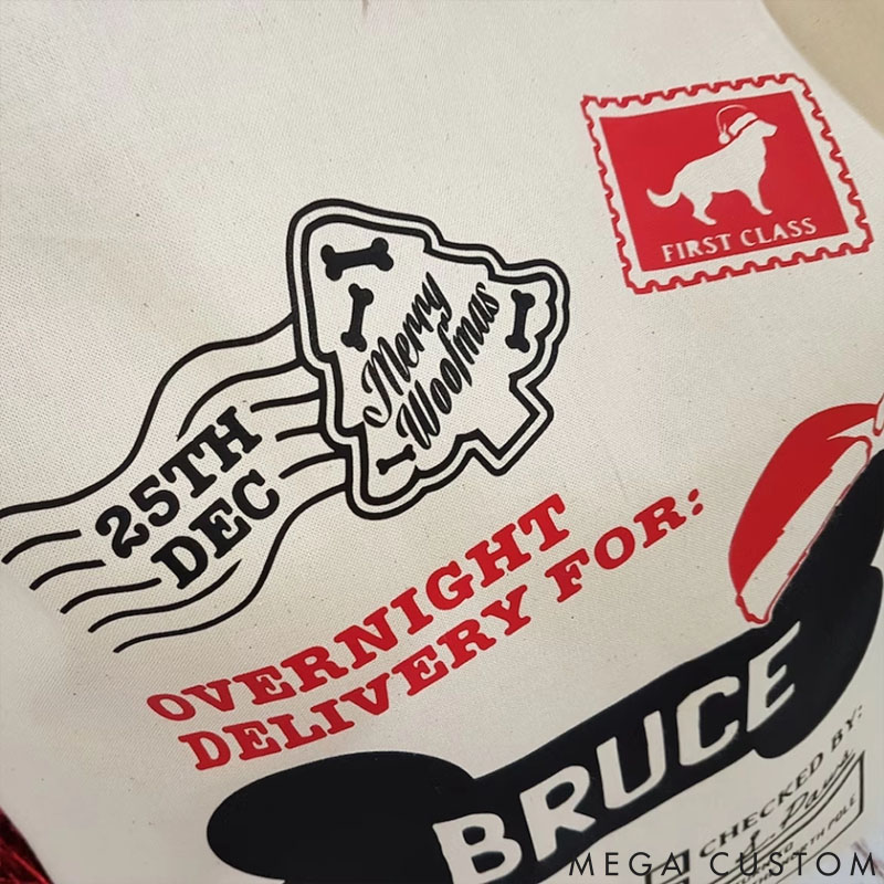 Personalized Dog Lover Overnight Vernight Delivery for Christmas Sack