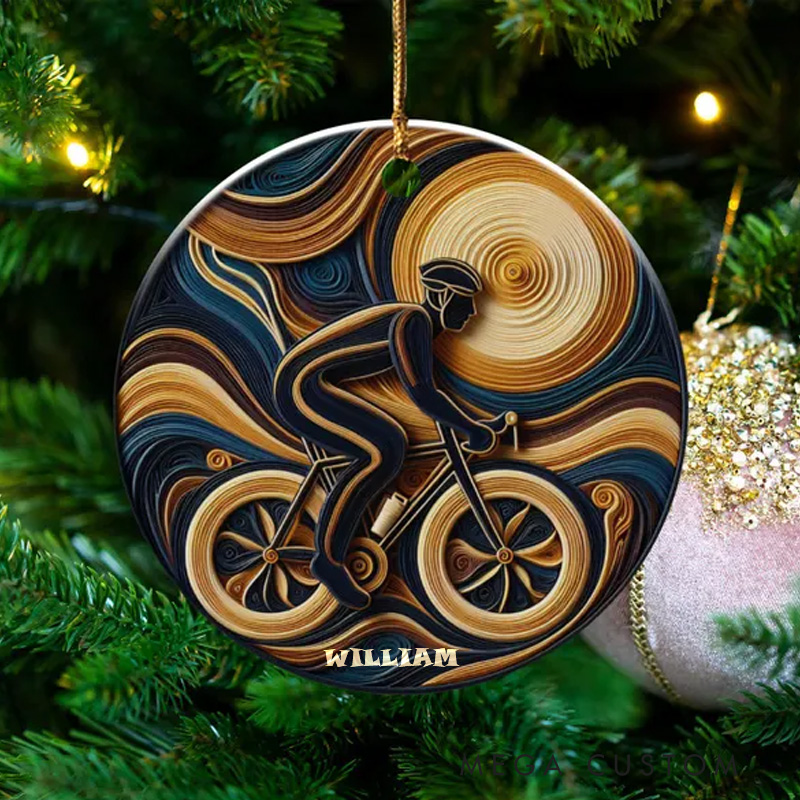 Personalized Ceramic Cyclist Ornament Bicycle Enthusiast Gift Holiday Bicycle Award