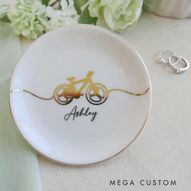 Personalized Bicycle Jewelry Dish Bike Lover Jewelry Holder Gift for Cyclist