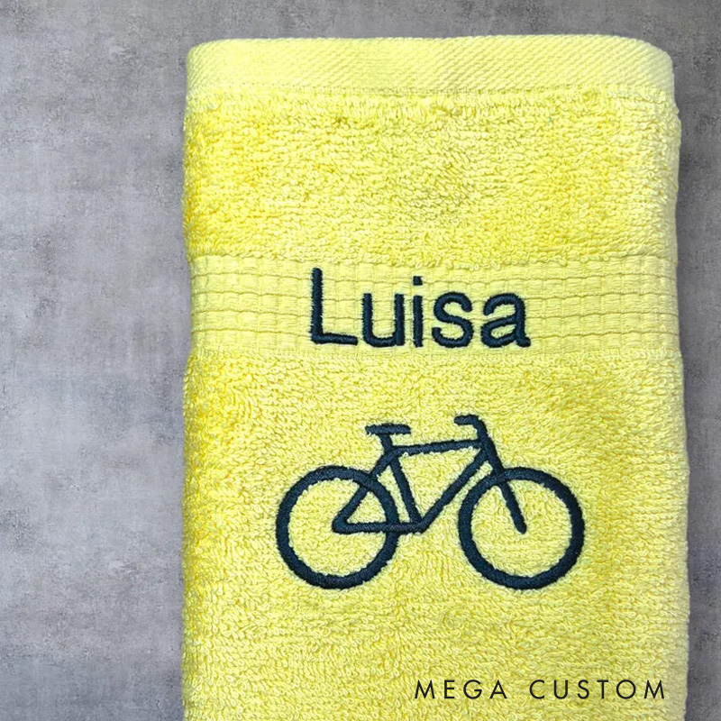 Personalized Bicycle Towel Embroidered with Name Bath Towel Guest Towel Sauna Towel