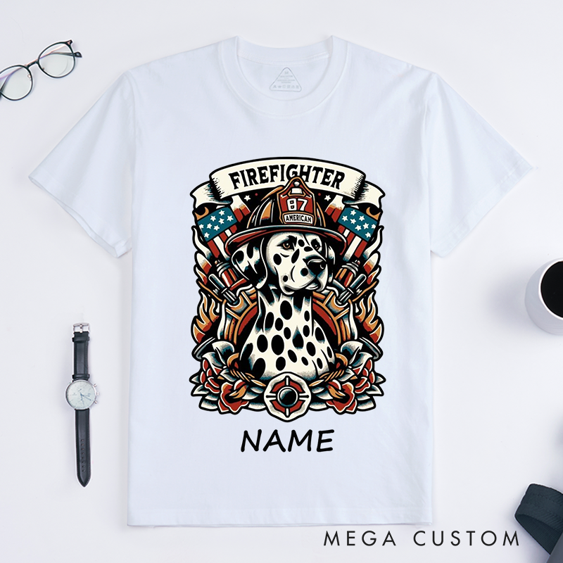 [Copy]Personalized Fireman Firefighter Dalmatian Tribute Design Gift for Firefighter T-Shirt